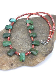 Spiny Oyster & Faceted Turquoise Navajo Sterling Silver Necklace | 20" | Teardrop | 4917