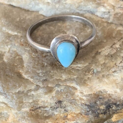 Men's Larimar Navajo Ring | Sterling Silver | Sz 8 | Authentic Native American Handmade | 13169