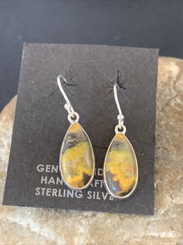 Native American Women's Navajo Bumblebee Jasper Earrings Set | Sterling Silver | Handmade | 1561