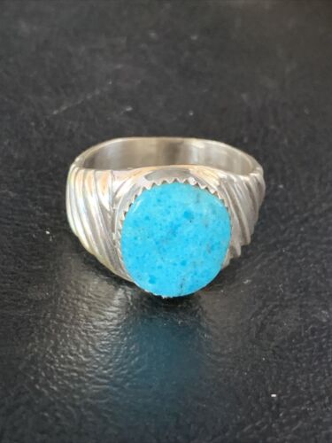 Southwestern Navajo Blue Kingman Turquoise Ring | Sterling Silver | Sz 11 | 14147