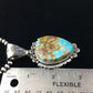 Navajo Kingman Blue Turquoise Pendant Necklace | Sterling Silver Pearls | Authentic Native American Handmade | 10093