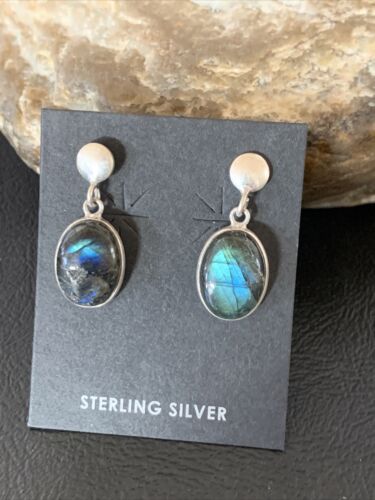 Navajo Labradorite Earrings | Sterling Silver | Authentic Native American Handmade | 13072