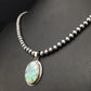 Navajo Pearls Opal Inlay Pendant | Sterling Silver Necklace | Authentic Native American Handmade | 4400