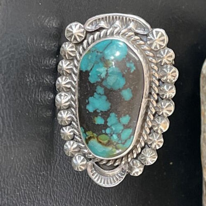 Navajo Blue Spiderweb Turquoise Ring | Sterling Silver | Sz 6.5 | Authentic Native American Handmade | 10511