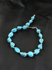 Native American Sterling Silver Bracelet | Sleeping Beauty Turquoise Inlay | 6.75" | 10146