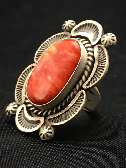 Native American Navajo Spiny Oyster Ring | Sterling Silver | Sz 7 | 4191