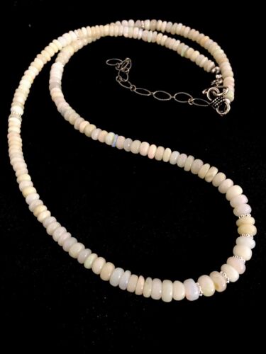 Native American Opal Ethiopian Bead Necklace | Sterling Silver | Authentic Handmade | 18" | 8746