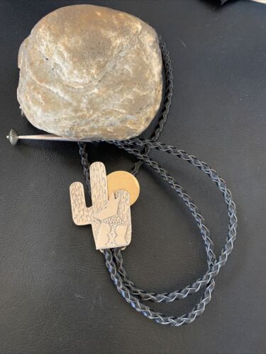 Navajo Howling Coyote Moon Bolo Tie | Sterling Silver | Authentic Native American Handmade | 12147