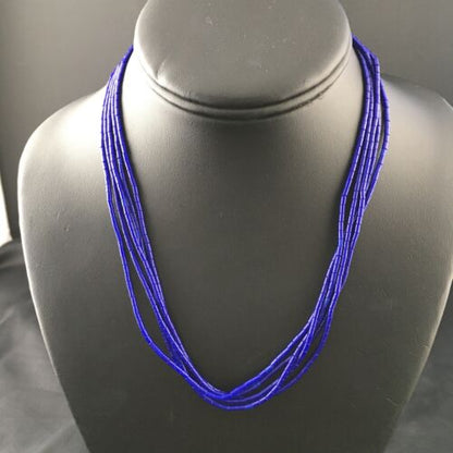 Southwestern Blue Lapis Heishi 5-Strand Necklace | Sterling Silver | 17" | 10260