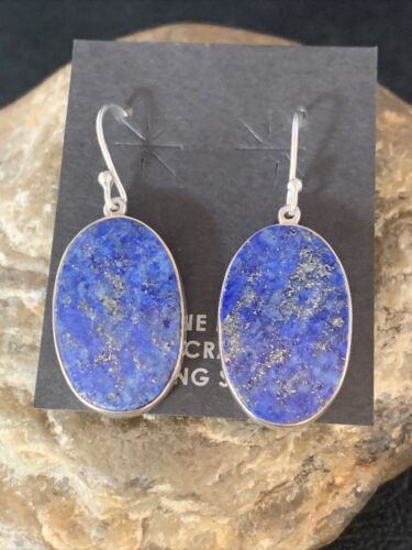 Native American Blue Lapis Lazuli Dangle Drop Earrings | Sterling Silver | 1" | 14090 - Masha USA