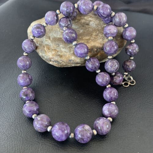 Navajo Purple Charoite Necklace | Sterling Silver | 20" | Authentic Native American Handmade | 11961