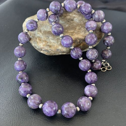 Navajo Purple Charoite Necklace | Sterling Silver | 20" | Authentic Native American Handmade | 11961