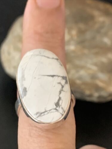 Southwestern Women's Navajo White Howlite Ring | Sterling Silver | Sz 8.5 | 11612