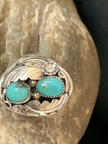 Navajo Kingman Turquoise Multi-Stone Ring | Authentic Native American Sterling Silver | Sz 11.5 | 14174