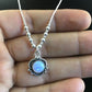 Children's Girls Heishi Beads Sterling Necklace | 15" | Opal Pendant | Navajo Jewelry | 10117