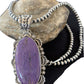 Southwestern Navajo Pearls Necklace | Sterling Silver Charoite Pendant | Authentic Native American Handmade | 1279