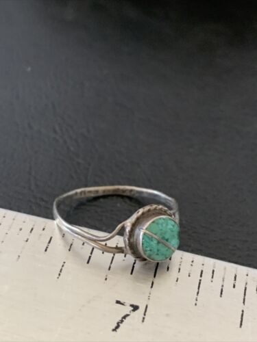 Navajo Green Turquoise Ring | Sterling Silver | Sz 7.5 | Authentic Native American Handmade | 10817