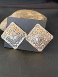 Southwestern Women's Navajo Stamped Earrings | Sterling Silver | Authentic Native American Handmade | 1675