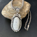 Men's Women's White Buffalo Turquoise Pendant Necklace | Sterling Silver | Authentic Native American Handmade | 14195