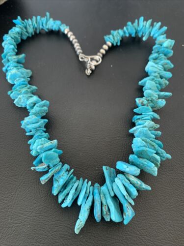 Navajo Pearls Necklace | Sterling Silver | Sleeping Beauty Kingman Turquoise | 18" | 1773