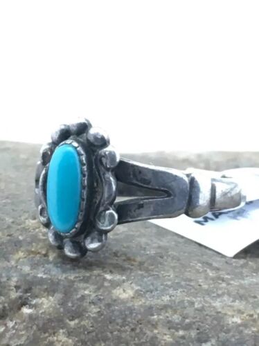Native American Blue Turquoise Navajo Ring | Sterling Silver | Sz 5.75 | 4447