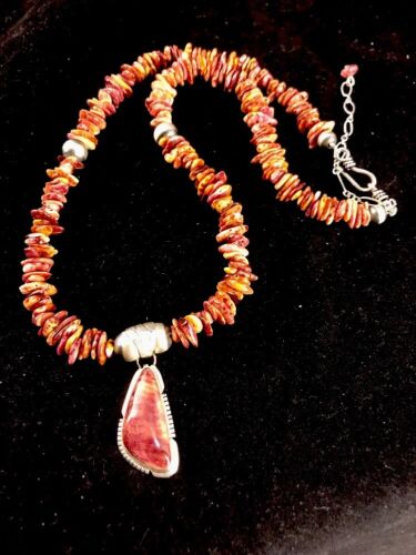 Southwestern Purple Spiny Oyster Navajo Sterling Silver Necklace | 21" | 3417