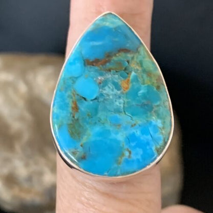 Navajo Blue Kingman Turquoise Ring | Sterling Silver | Sz 8 | Authentic Native American Handmade | 12791