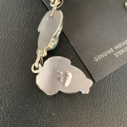 Navajo Sonoran Gold Turquoise Earrings | Sterling Silver | 3 Dangle | Authentic Native American Handmade | 13922