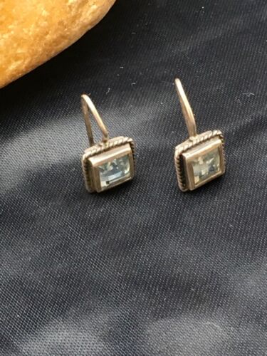 Navajo Blue Topaz Earrings | Sterling Silver | Authentic Native American Handmade | 8989