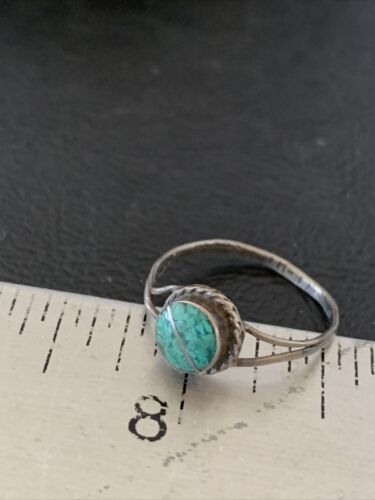 Navajo Green Turquoise Ring | Sterling Silver | Sz 7.5 | Authentic Native American Handmade | 10817