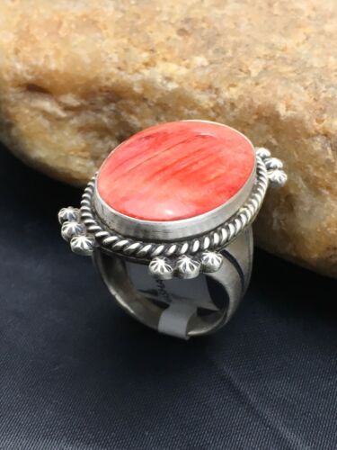 Navajo Spiny Oyster Ring | Sterling Silver | Sz 10.75 | Authentic Native American Handmade | 3050