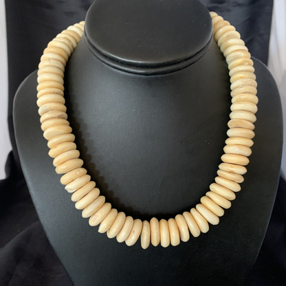 Native American Santo Domingo White Bone Bead Necklace | Brass | 18" | 12950