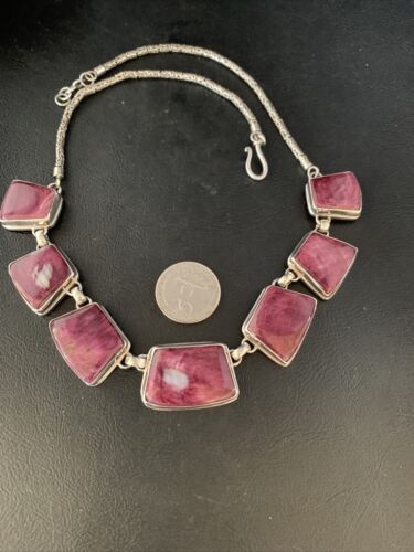 Lariat Necklace with Purple Spiny Oyster Choker Pendant | Sterling Silver | 20" | 13791
