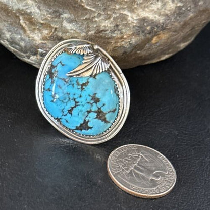 Navajo Blue Kingman Turquoise Ring | Sterling Silver | Sz 8 | Authentic Native American Handmade | 14554