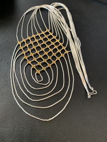 Gold Filled Liquid Silver Heishi Necklace | 7 Strand Sterling Silver Tube | 18" | 12632