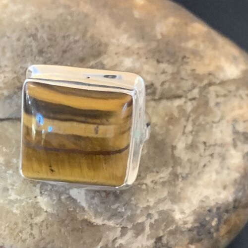 Native American Square Tigers Eye Ring | Sterling Silver | Sz 7 | 11433