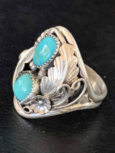 Navajo Kingman Turquoise Multi-Stone Ring | Authentic Native American Sterling Silver | Sz 11.5 | 14174