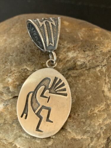 Hopi Kokopelli Stamped Pendant | Sterling Silver | Authentic Native American Handmade | 02031