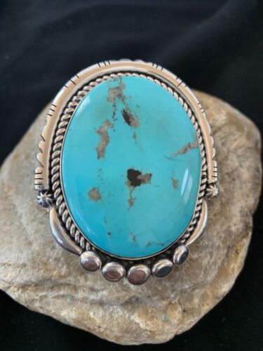 Southwestern Bolo Tie | Navajo Kingman Turquoise | Sterling Silver | Handmade by Yazzie | 2995