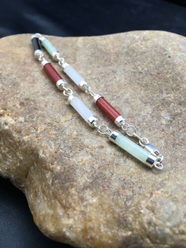 Navajo Turquoise Tube Link Bracelet | Sterling Silver | Authentic Native American Handmade | 4032
