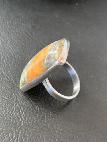Southwestern Navajo Yellow Bumble Bee Jasper Ring | Sterling Silver | Sz 7 | 11551