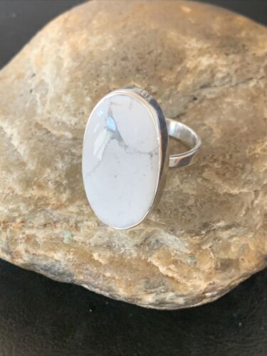 Navajo White Howlite Ring | Sterling Silver | Sz 9.5 | Authentic Native American Handmade | 11610