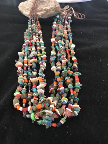 Native American Santo Domingo Multi-Stone Bead Necklace | 36" | 1254