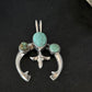 Navajo Sterling Silver Blue #8 Turquoise Naja Pendant | Authentic Native American Handmade | 14667