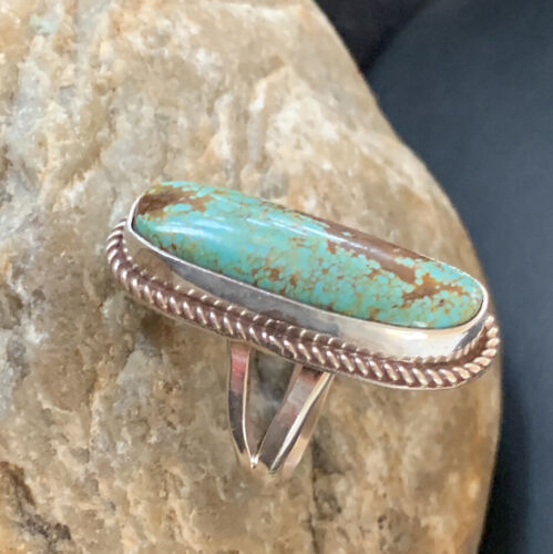 Native American Navajo Sterling Silver Turquoise #8 Ring | Sz 8.5 | 320
