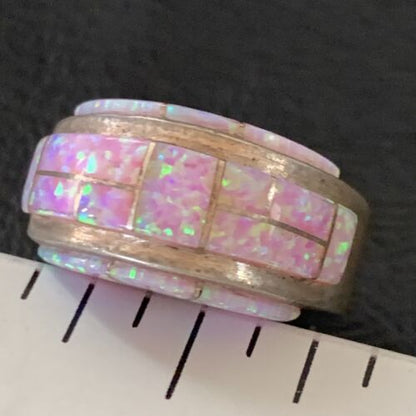 Navajo Pink Opal Inlay Band Ring | Sz 6 | Authentic Native American Handmade | 12404 - Masha USA