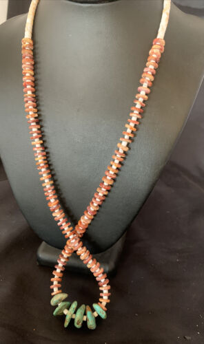 Navajo Turquoise | Purple Spiny Oyster Pink Shell Necklace | Sterling Silver | Native American Handmade | 28" | 12256