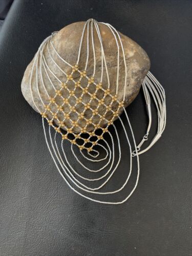 Gold Filled Liquid Silver Heishi Necklace | 7 Strand Sterling Silver Tube | 18" | 12632