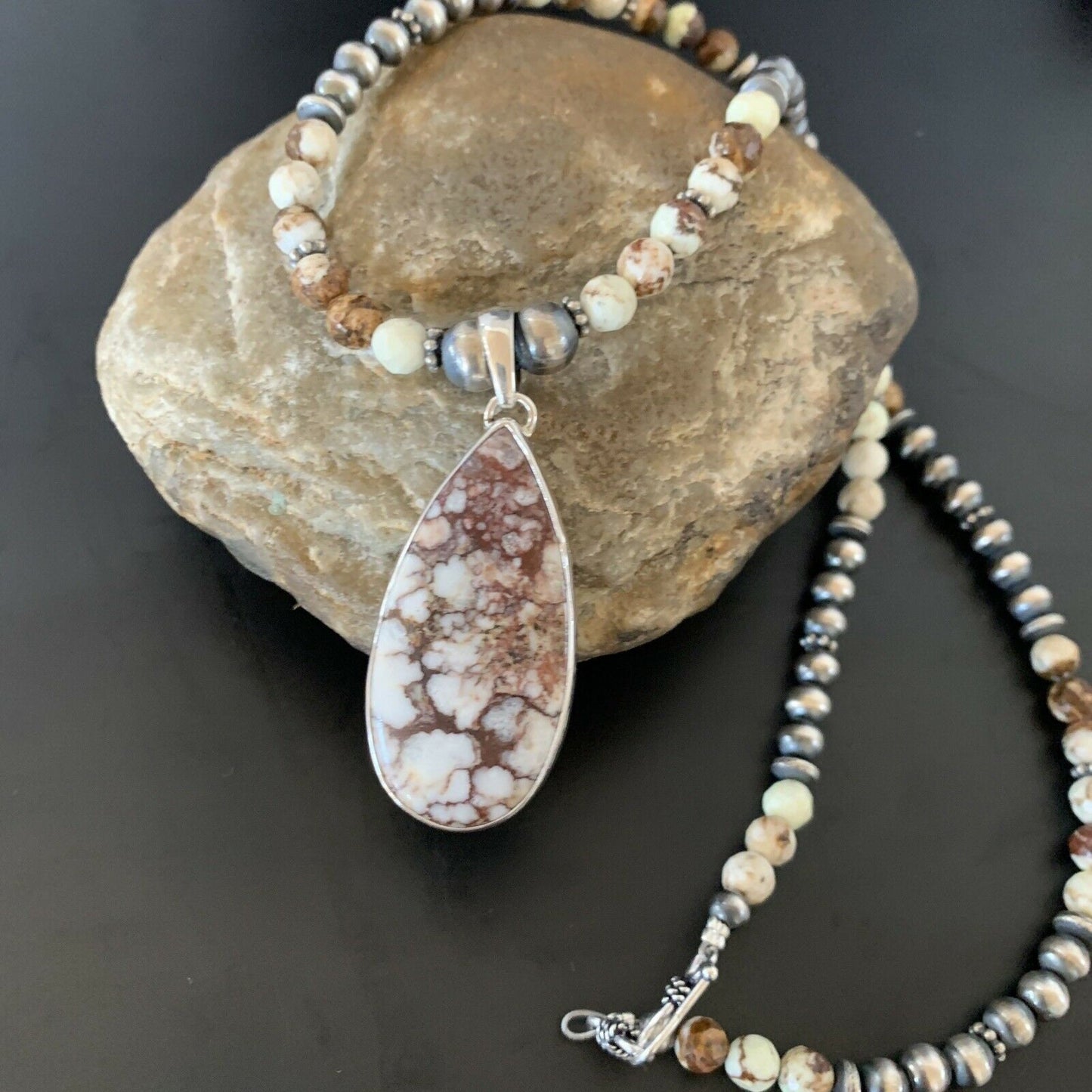 Navajo Wild Horse Turquoise Necklace Pendant | Sterling Silver | Authentic Native American Handmade | 11374 - Masha USA