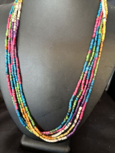 Multi-Color Shell Heishi Necklace | Sterling Silver | 22" | Authentic Native American Handmade | 14816